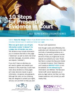 cover photo of 10 steps for presenting evidence in court document