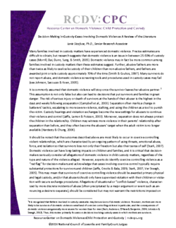 Decision-Making in Custody Cases Involving Domestic Violence: A Review of the Literature Cover