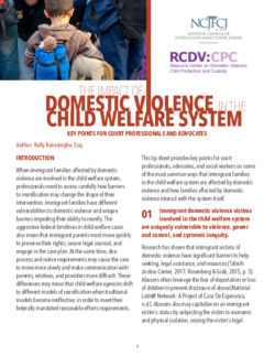 The Impact of Domestic Violence in the Child Welfare System: Key Points for Court Professionals and Advocates Cover